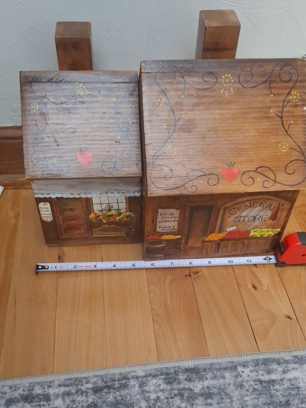 Hand-Painted Wooden General Store Wall Decor - Folk Art